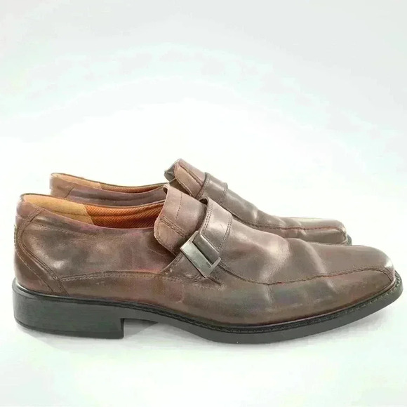 Ecco mens flats size 45 11-11.5 brown leather slip on orthopedic comfort career main image 13